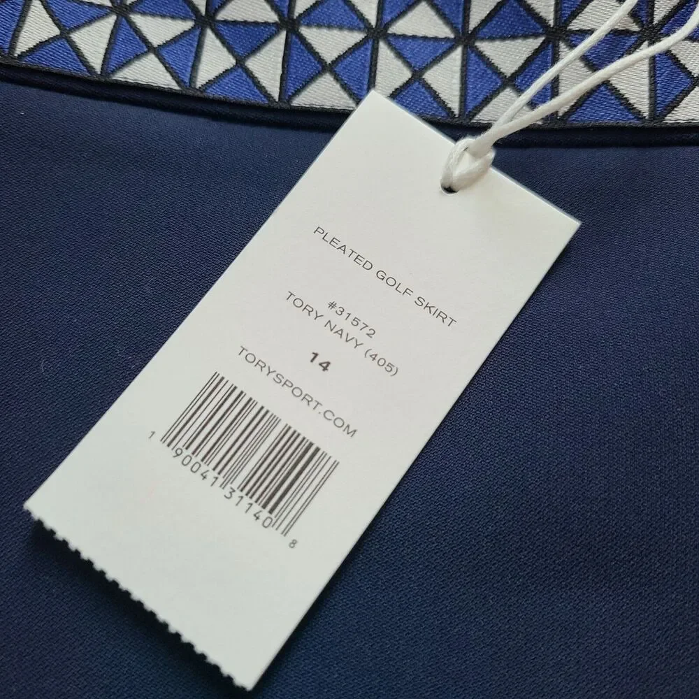 Tory Burch Sport Twill Skort Sz 14 Navy Blue Tennis Skirt Pleaded new